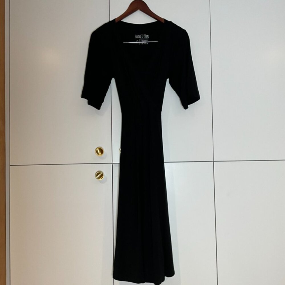 Latched Mama Black Nursing-Friendly Wrap Dress | Size M